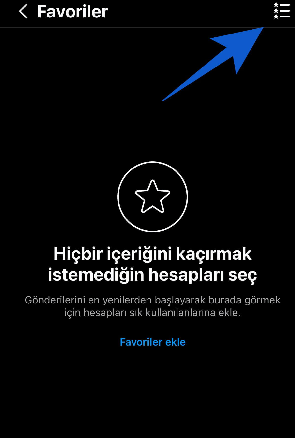 favoriler seçeneği