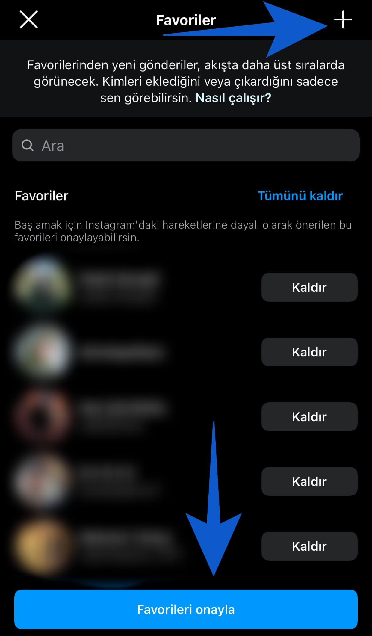 favorileri onayla