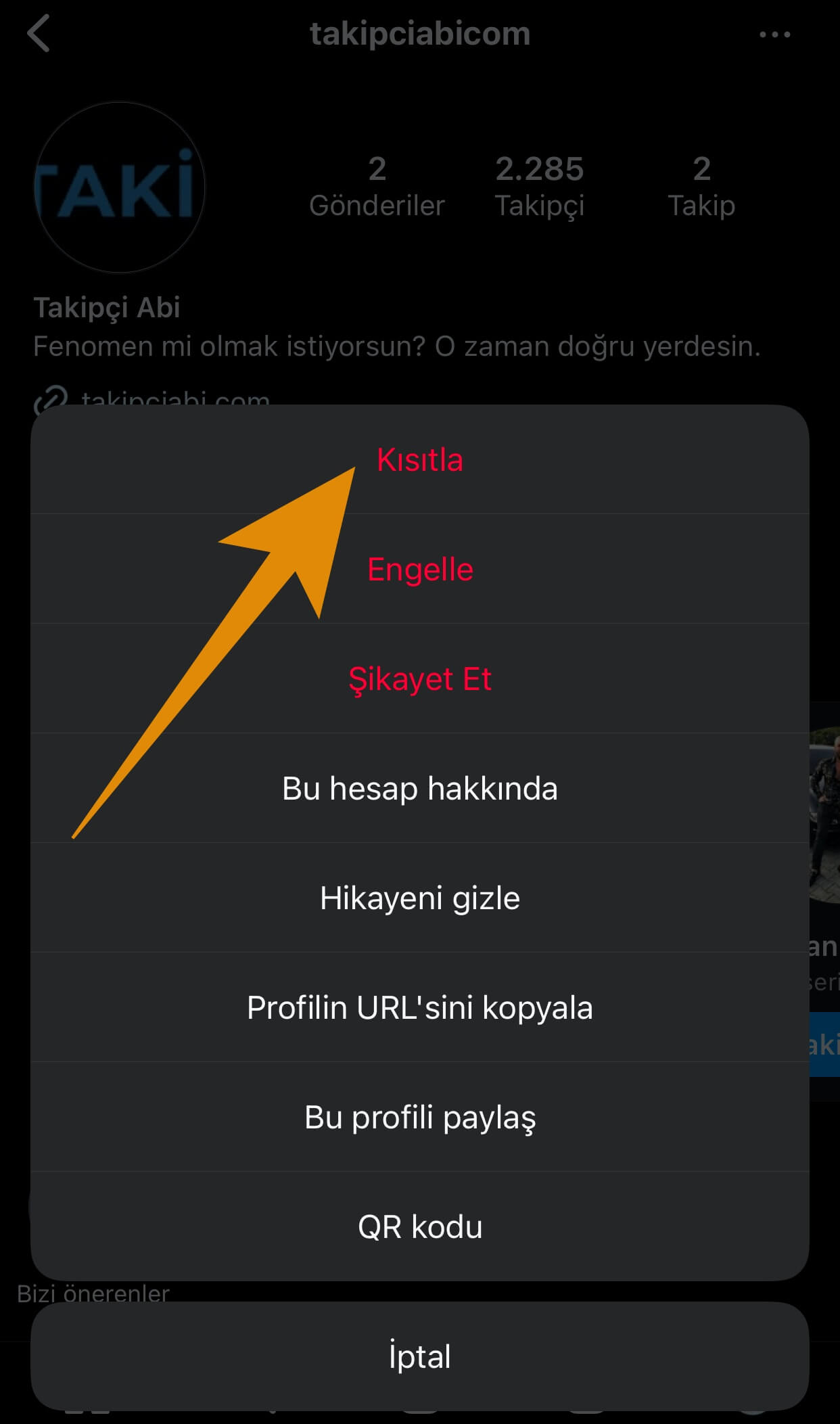 Instagram Profili Kısıtlama