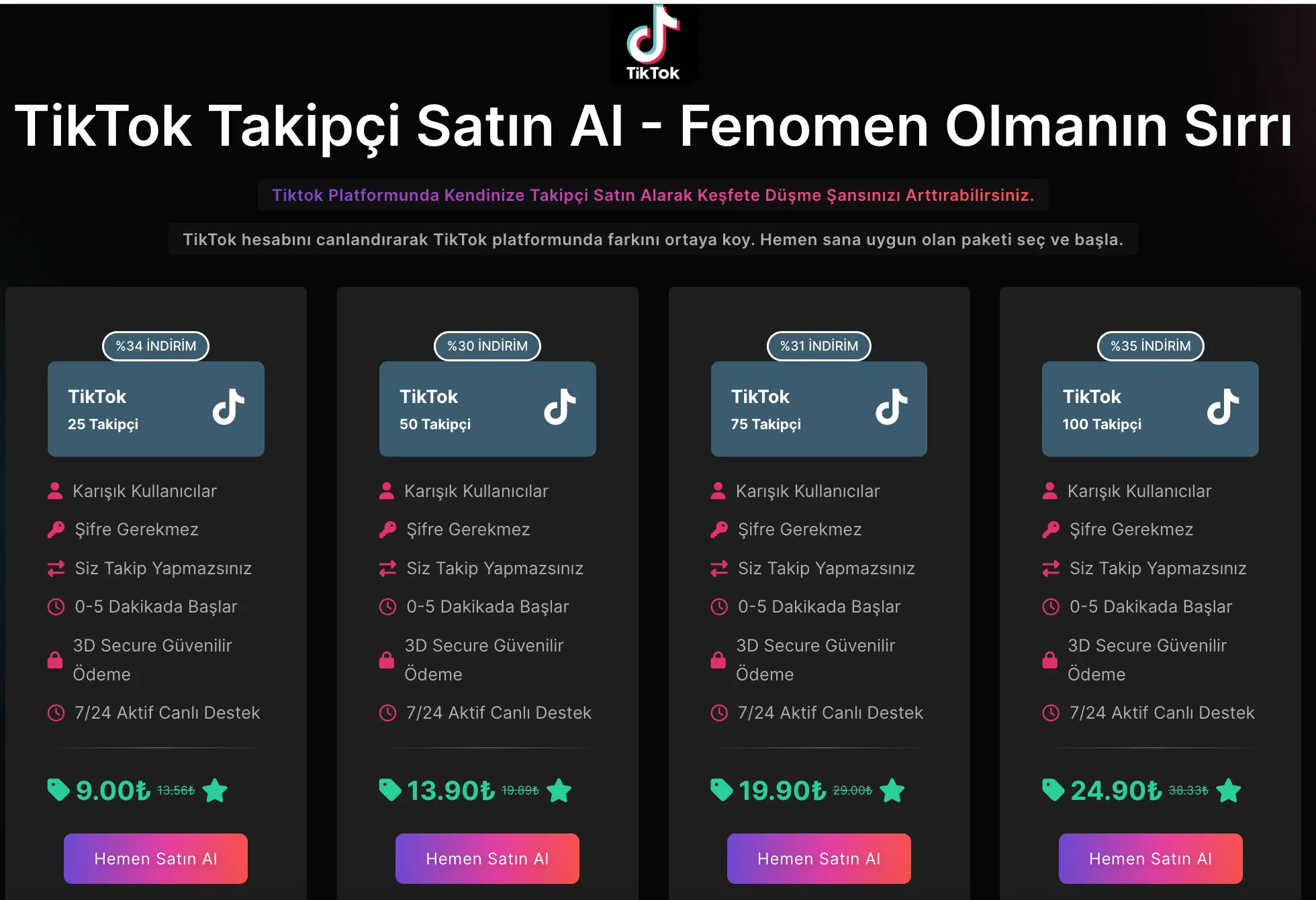 TikTok takipçi paketleri