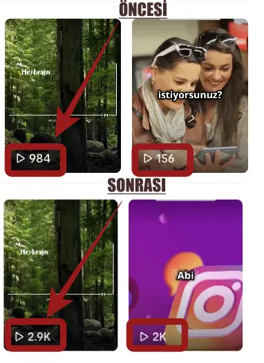 tiktok izlenme hilesi öncesi ve sonrası